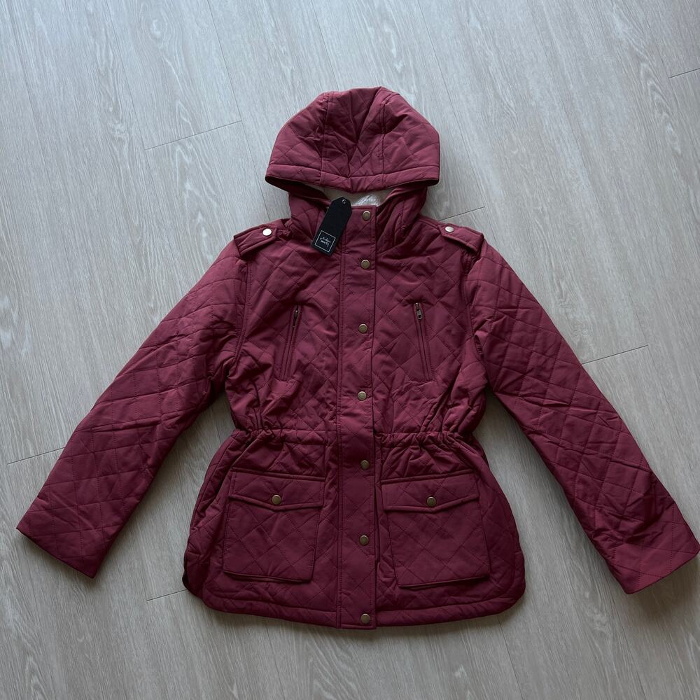 Eden Society Jacket Womens Small Quilted Burgundy Red